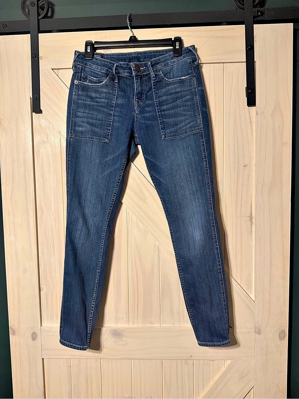 True Religion Halle Mid Rise Super Skinny Jeans Waist 28 Blue